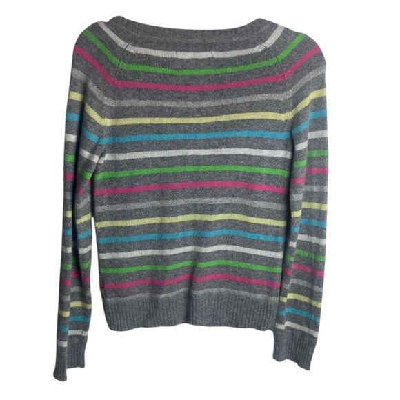 Aeropostale Y2K Size M Rabbit Hair Colorful Striped Sweater Preppy Knit Vintage - Picture 4 of 6